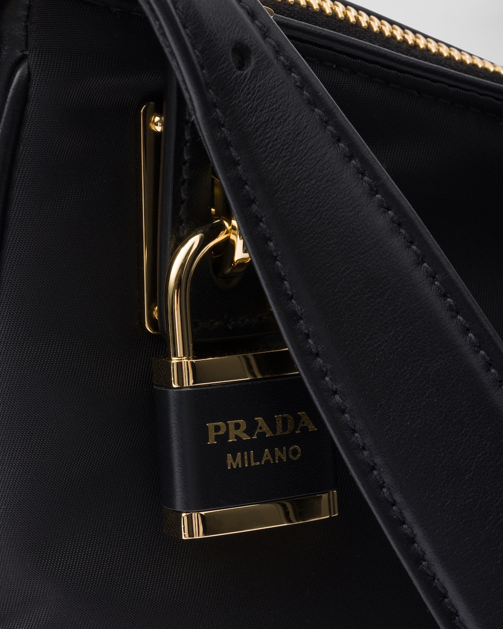 Prada Aimée Large Re-Nylon and Leather Shoulder Bag With Padlock - Image 4